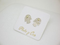 Aros Hamsa-- Plata y oro