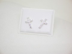 Aros Cruz blanca- Plata
