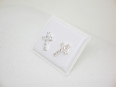 Aros Cruz blanca- Plata - comprar online