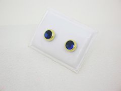 Aros Drop Azul - Plata y oro - comprar online