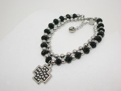 Pulsera Cruz - doble cadena- Acero