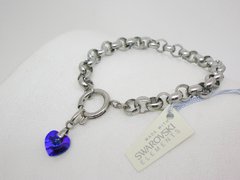 Pulsera Corazón Azul- cristal y acero