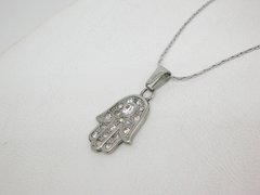 Dije Manito Hamsa Luz + cadena -Acero