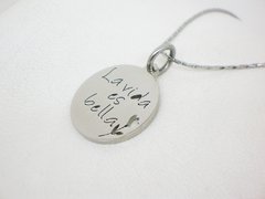 Dije La vida es bella + cadena - Acero - comprar online