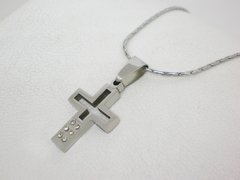 Cruz calada + cadena- Acero
