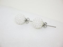 Aros microperlas blancos 1 cm- acero - comprar online