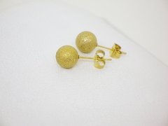 Aros bolita dorados arenados 8mm - acero