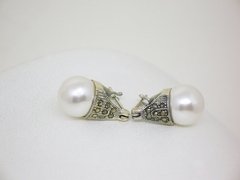 Aros Lady Di 8 mm- Plata y marquesitas - comprar online