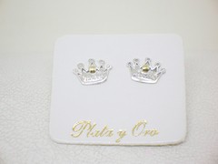 Aros coronita Margarita- plata y oro