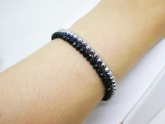 Pulseras Dúo- Black and Grey- Cristales