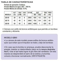 Bomba Periférica Pluvius QB60 1/2 hp - tienda online