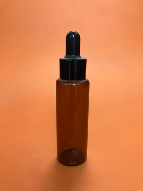BOTELLA DE VIDRIO ÁMBAR 30 ML CON GOTERO NEGRO