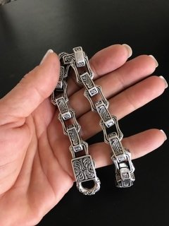 Pulsera Rectangulos grabados Plateada - tienda online