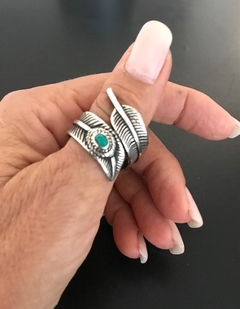 Anillo Pluma Enroscada con turquesa - comprar online