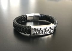 Pulsera cuero trenzado muchas calaveras