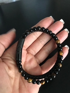 Imagen de Pulsera Cuero trenzado & Ojo de gato
