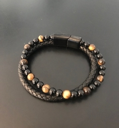 Pulsera Cuero trenzado & Ojo de gato - comprar online
