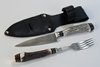 Set Picinic cuchillo (14 cm) y tenedor con vaina de cuero