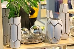 Jarrón cerámica esmaltada - plata 0.11 x 0.30 mt. - comprar online
