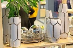 Jarrón cerámica esmaltada - plata 0.14 x 0.38 mt. - comprar online
