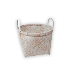 Canastos bamboo con manijas - blancos