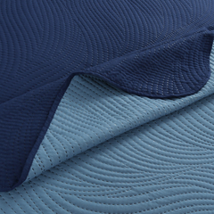 Cover Kavanagh 2 Plazas Bicolor Azul con Celeste 2 C/Fundas