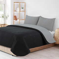Cover Kavanagh 2 Plazas Bicolor Negro con Gris C/Fundas