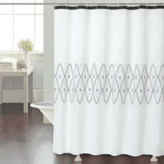 Cortina Baño Teflon Chenille Luxury Diseño Jacquard Rhombus Negro