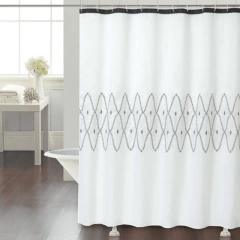 Cortina Baño Teflon Chenille Luxury Diseño Jacquard Rhombus Negro