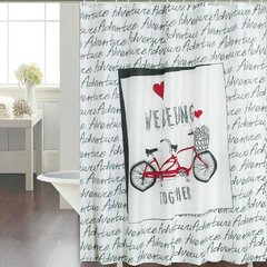 Cortina Baño Teflon Chenille Vintage Diseño Double Bike