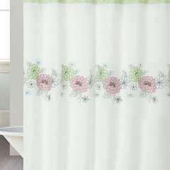Cortina Baño Teflon Chenille Luxury Diseño Flower File