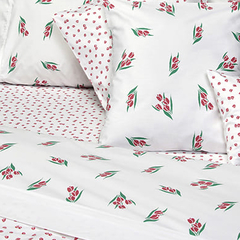 Sabana Suplesa 200 Hilos King Size Diseño Tulipanes