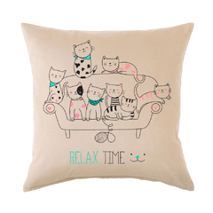 Funda de Almohadon 40x40 VH Fabrics Diseño Gatos Relax
