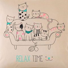 Funda de Almohadon 40x40 VH Fabrics Diseño Gatos Relax