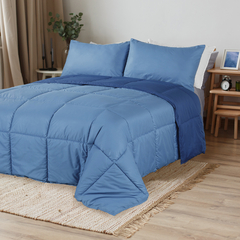 Acolchado Simil Plumon Reversible 1 Plaza Kavanagh Color Azul