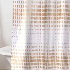 Cortina Baño Teflon Linea Estampada Diseño Ben Blanco Beige
