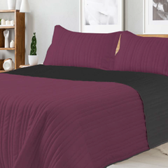 Cover Kavanagh Lisse 2 Plazas Color Bordo / Negro