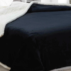 Acolchado Corderito Liso King Size Kavanagh Color Negro