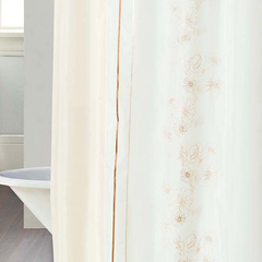Cortina Baño Teflon Chenille Luxury Diseño Flower Garland Natural