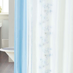 Cortina Baño Teflon Chenille Luxury Diseño Flower Garland Celeste