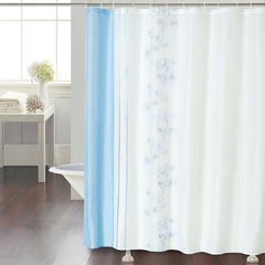 Cortina Baño Teflon Chenille Luxury Diseño Flower Garland Celeste