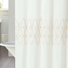 Cortina Baño Teflon Chenille Luxury Diseño Jacquard Rhombus Beige