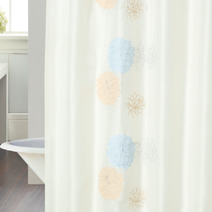 Cortina Baño Teflon Chenille Luxury Diseño Magnolia Duo Natural Celeste