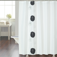 Cortina Baño Teflon Chenille Luxury Diseño Magnolia Duo Blanco Negro