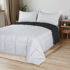 Acolchado Simil Plumon Reversible King Size Kavanagh Color Negro
