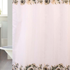 Cortina Baño Lino Diseño Pretty Flower Beige