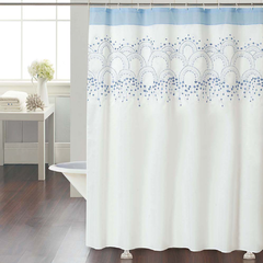 Cortina Baño Teflon Chenille Luxury Diseño Rainbow Flower Celeste