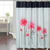Cortina Baño Teflon Chenille Vintage Diseño Red Flower