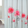 Cortina Baño Teflon Chenille Vintage Diseño Red Flower