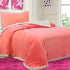 Acolchado Corderito Liso 1 Plaza Kavanagh Color Rosa